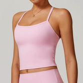 Square Neck Sports Tank Tops Criss Cross Back Longline Cami