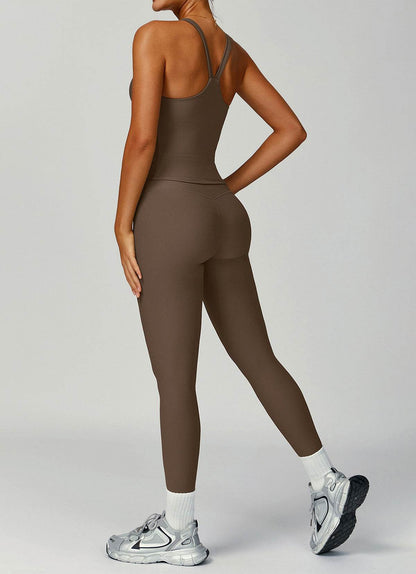 Ribbed Activewear Set with Sports Tank Top and Legging
