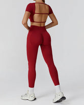 Athletic Wear with Short Sleeve Crop Top and Legging