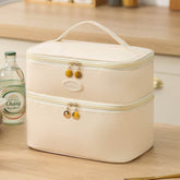 Portable PU Insulated Lunch Bag Double Layer Cooler Handbag