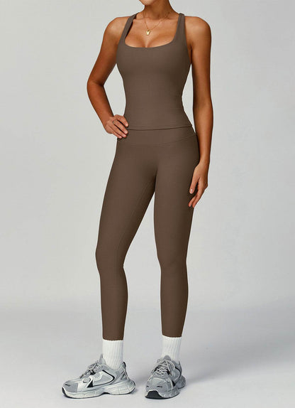 Ribbed Activewear Set with Sports Tank Top and Legging