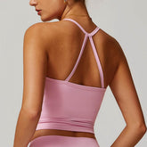 Square Neck Sports Tank Tops Criss Cross Back Longline Cami