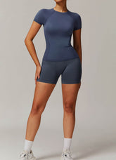 Yoga Wear Set with Short Sleeve T-Shirt and Short