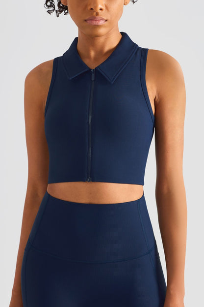 Lapel Collar Crop Sleeveless Tank Tops | Trendy &amp; Chic Summer Wear