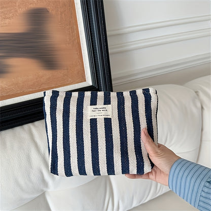 Striped Pattern Zipper Cosmetic Bag