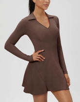 Long Sleeve V Neck Tennis Dress