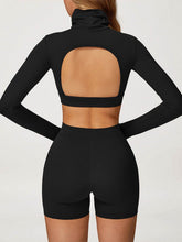 Sport Set with Turtleneck Long Sleeve Crop Top and Short
