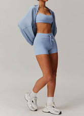 Sports Sets with Long Sleeve T-Shirts and Tight Shorts