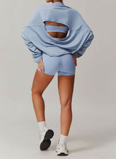 Sports Sets with Long Sleeve T-Shirts and Tight Shorts