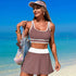 Two Piece Color Block High Waisted Bikini Sets