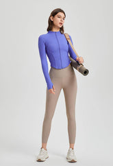 Full Zip-up Yoga Jacket with Thumb Holes