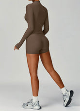 3 Pieces Ribbed Activewear Set with Bra, Jacket and Short