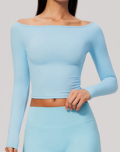Off Shoulder Long Sleeve Sports T-Shirts