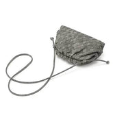 Small Denim Woven Clutches Bag with String