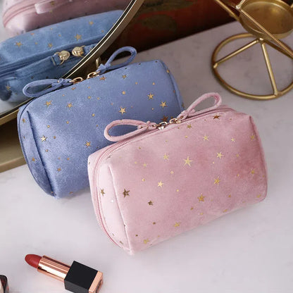 Velvet Makeup Bag with Star Pattern