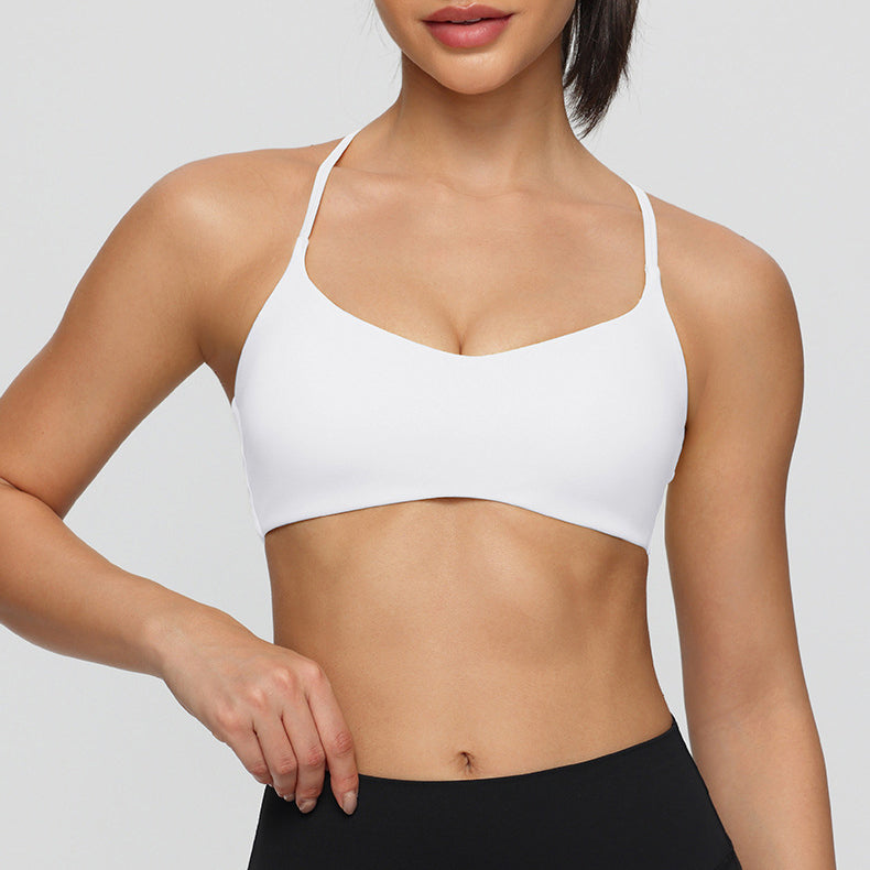 Twist Cross Back Sports Bra Adjustable Thin Straps Yoga Tops