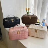 PU Leather Diamond Lattice Makeup Bag