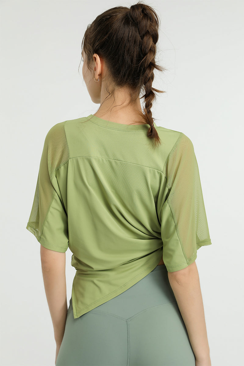 Mesh Splicing Short Sleeve Sports Loose T-Shirts