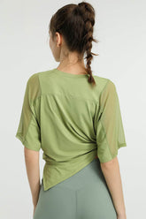 Mesh Splicing Short Sleeve Sports Loose T-Shirts