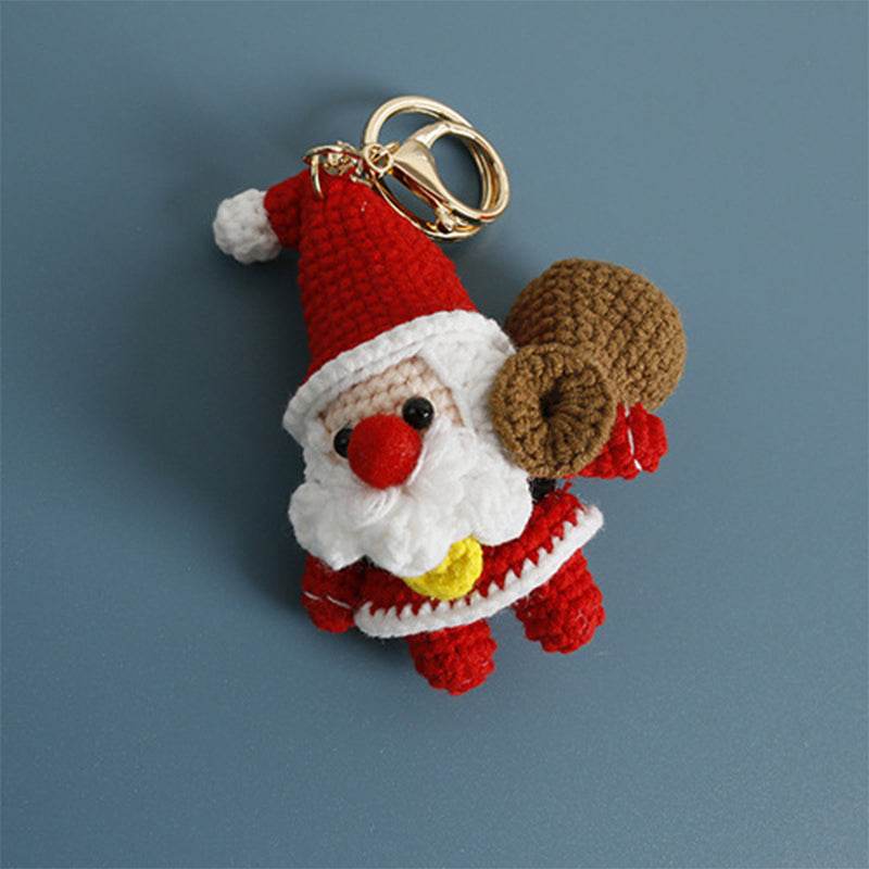 Hand knitted Santa Claus Keychain Christmas Bag Decoration