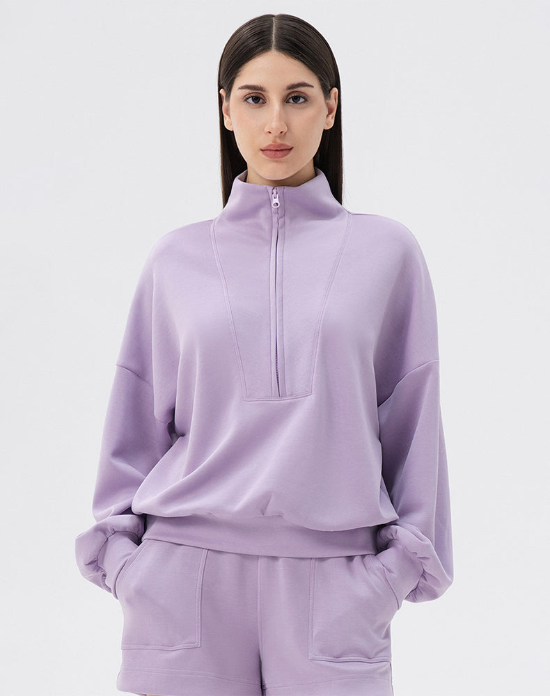 High Neck Half Zip Lounge Sports Sweatshirt