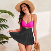 Cutout V Neck Tankini Set Swim Dress