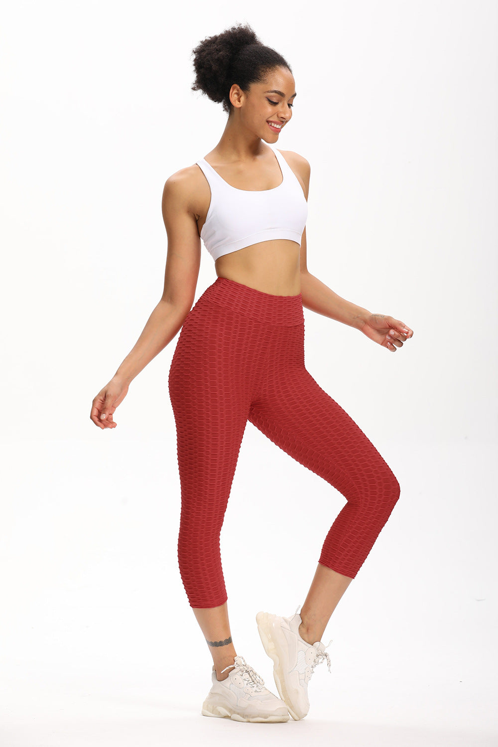 High Waisted Cropped Butt Lifting Leggings for All Day Comfort