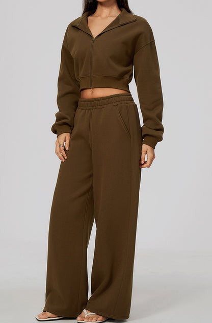 Casual Sports Set with Zip Jacket and Sweatpant