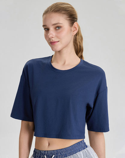 Summer Short Sleeve Crop Tops Casual Athletic Yoga T-Shirts
