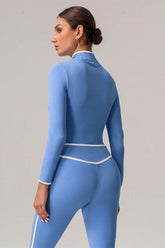 Full Zip Athletic Jacket Contrast Color Running Coat