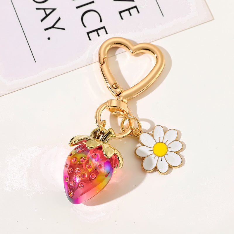 Cute Strawberry Keychains Heart Flower Daisy Bag Charms