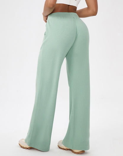 Waffle Knit Straight Leg Sweatpants with Pockets