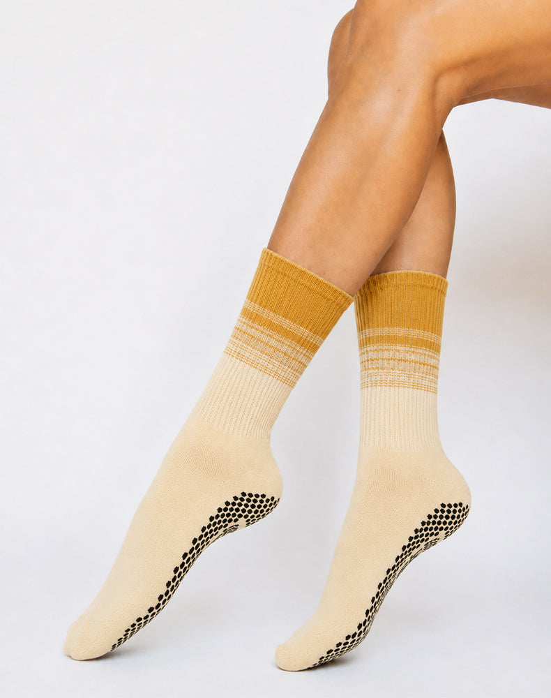 Pilates Yoga Crew Socks with Non Slip Grippers