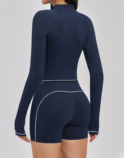 Zip Up Crop Jacket Cropped Long Sleeve Athletic Tops