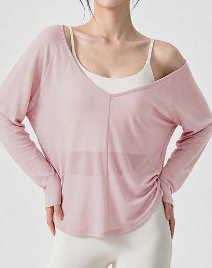 Loose Fitting Long Sleeve Sheer Mesh Yoga Tops