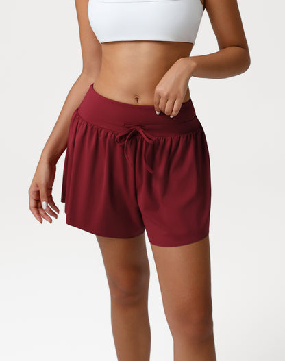 High Waisted Running Short Drawstring Waist Athletic Shorts