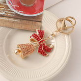 Crystal Christmas Bell with Bow Bag Keychain Decor