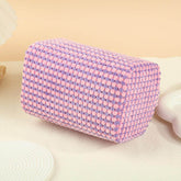 Plaid Two-tone Pillow Cosmetics Bag with Handle