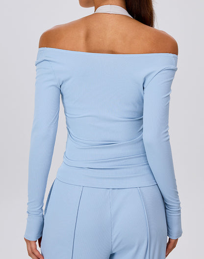 Deep V-Neckline Long Sleeve Yoga Shirts