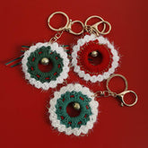 Handmade Woven Garland Keychain Crochet Christmas Pendants