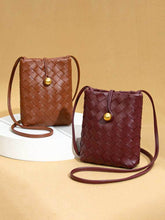 Woven Leather Cell Phone Purses Mini Crossbody Bag