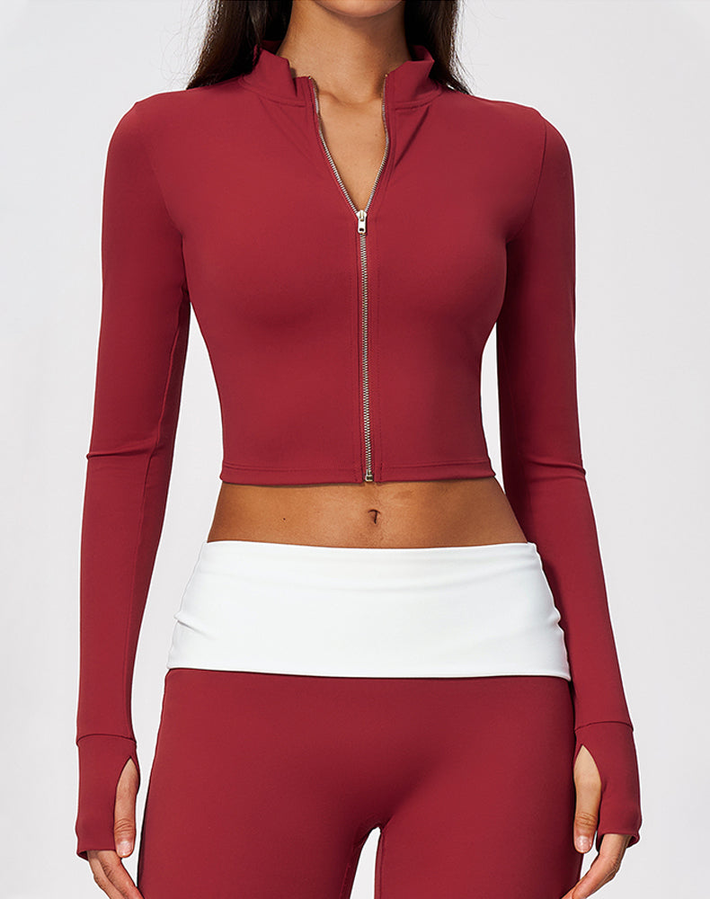 Full Zip Running Slim Fit Cropped Jacket