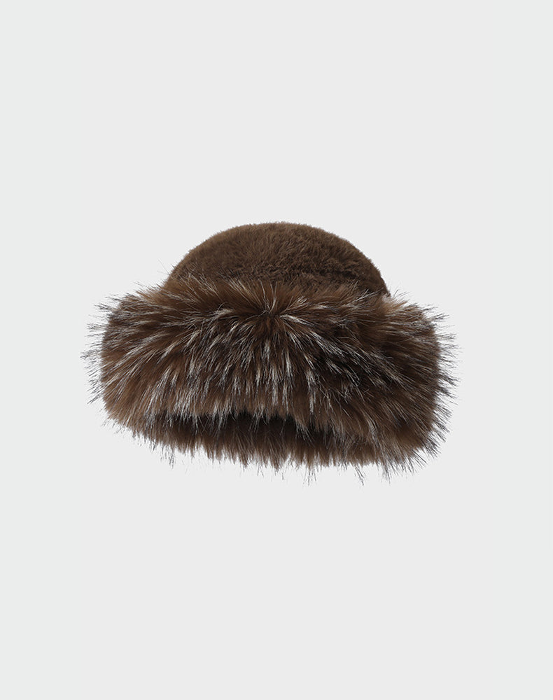 Winter Fluffy Faux Fur Fisherman Plush Hat