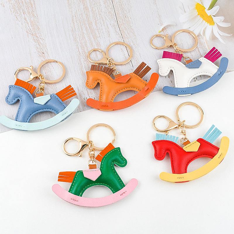 PU Leather Rocking Horse Bag Keychain Accessory | Stylish Accessory