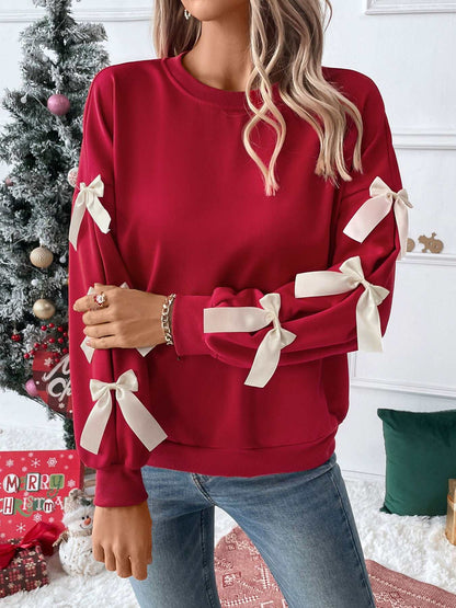  Red Bow Crew Sweatshirt | Chic and Comfortable Everyday Wear