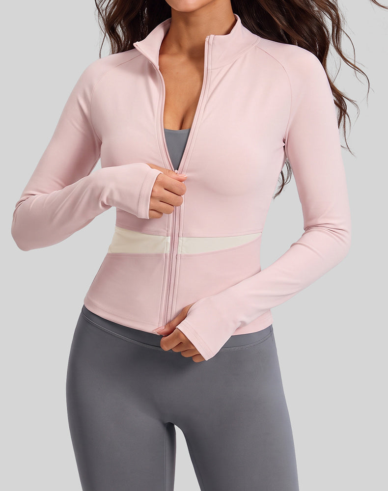 Colorblock Zip Up Athletic Jacket