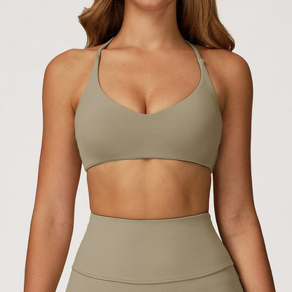 Spaghetti Straps Cross Back Sports Bra