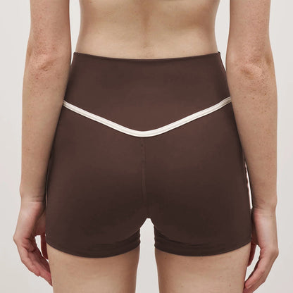 Color Block Biker Shorts V High Waisted Yoga Athletic Short