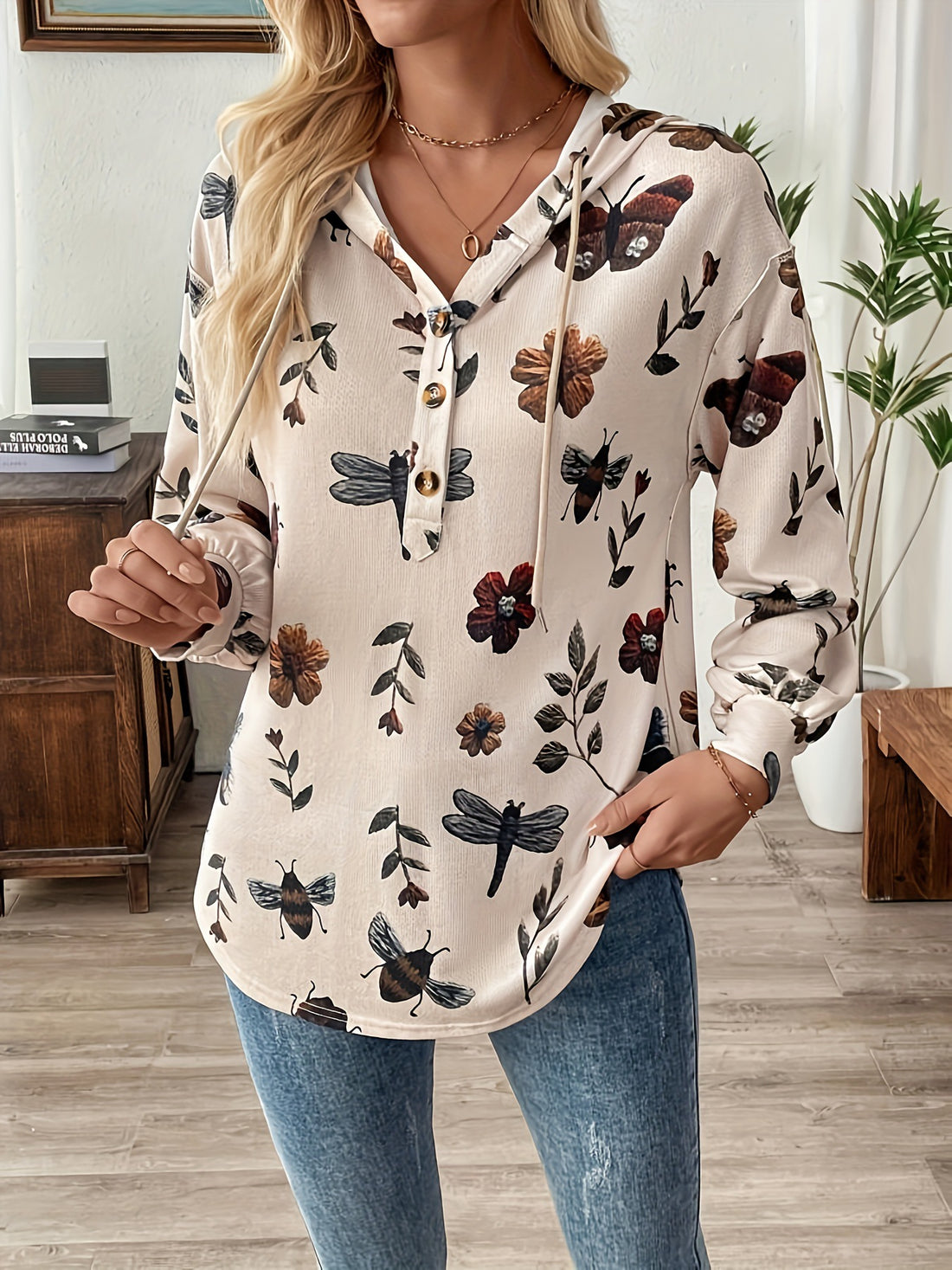 Fall Long Sleeve Hoodies Sweatshit V Neck Casual Tops