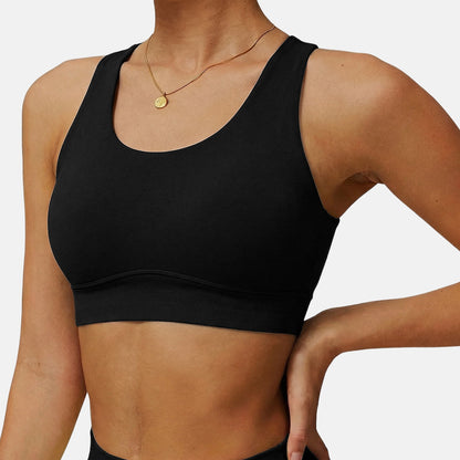 U-Shaped Neckline Yoga Tank Tops Criss Cross Back Sports Bra